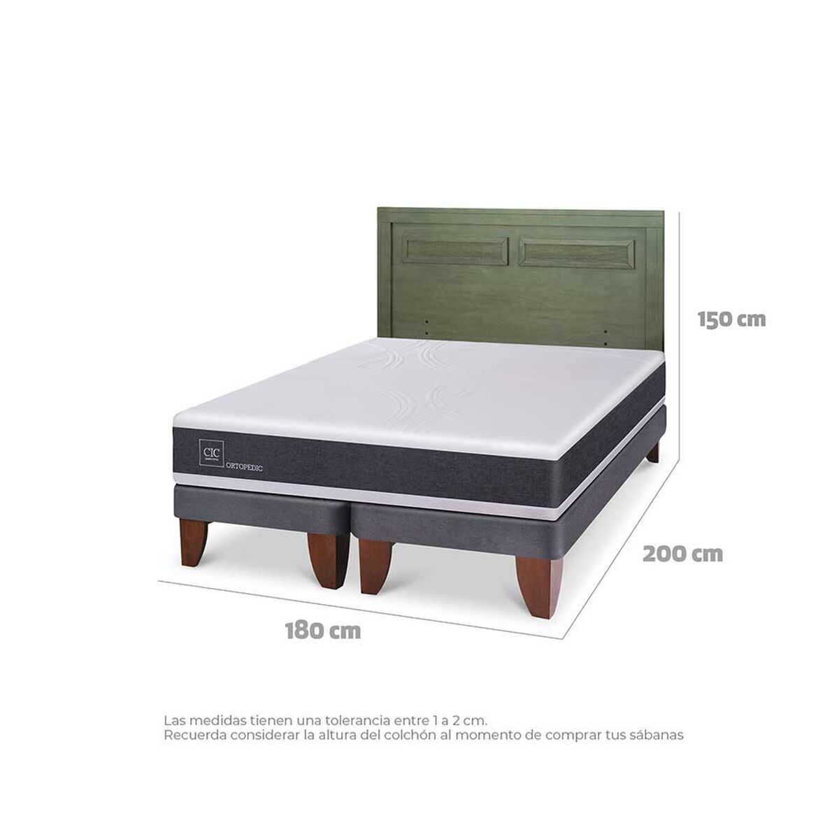 Cama Europea CIC Base Dividida King Ortopedic + Respaldo Milan Olivo