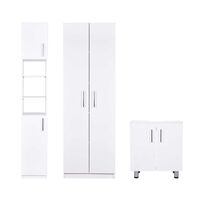 Combo Vanitorio 2 Puertas + Despensero 2 Puertas + Estante Organizador de Baño 2 Puertas CIC Blanco