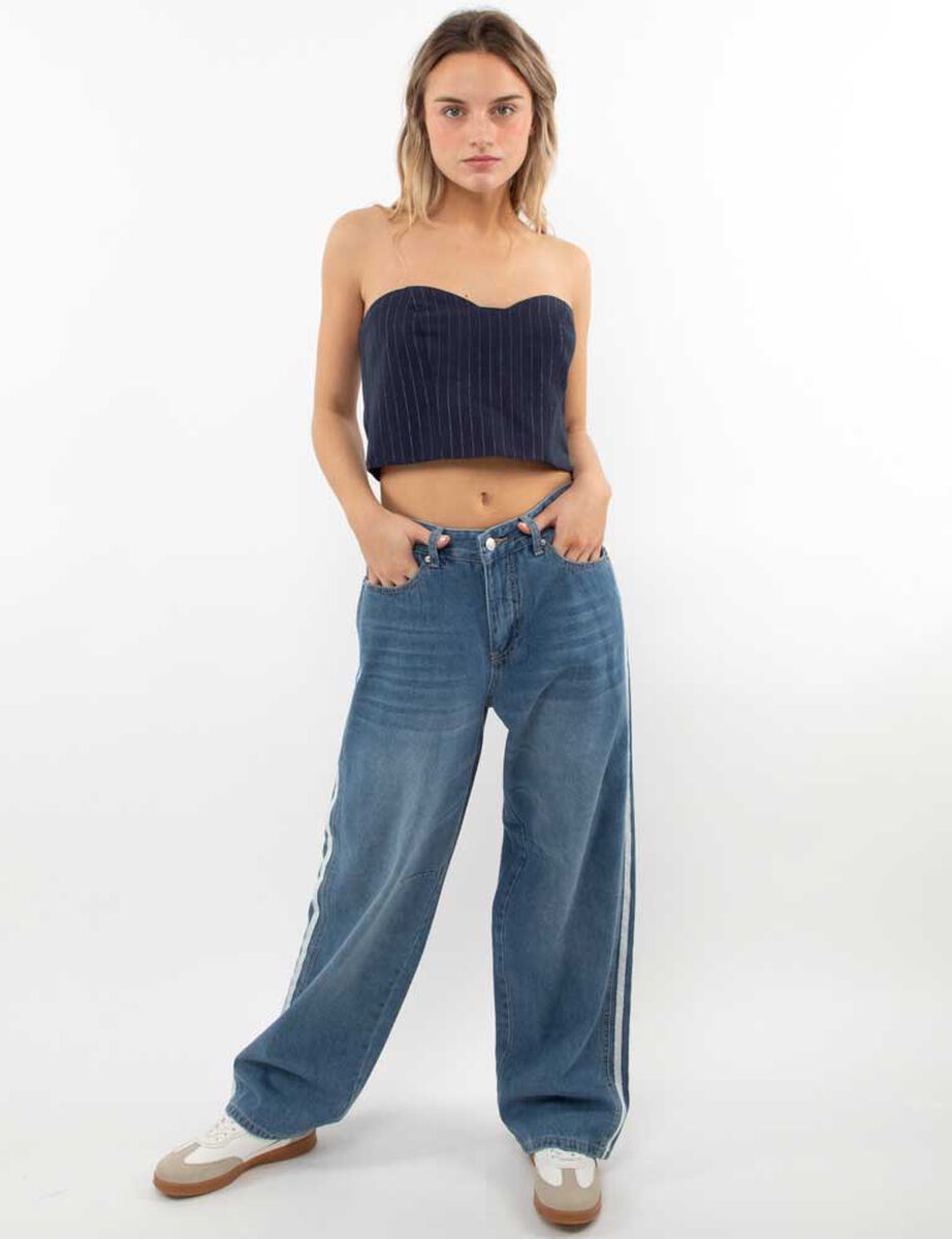 Jeans Indigo Rayas Recto Mujer Icono