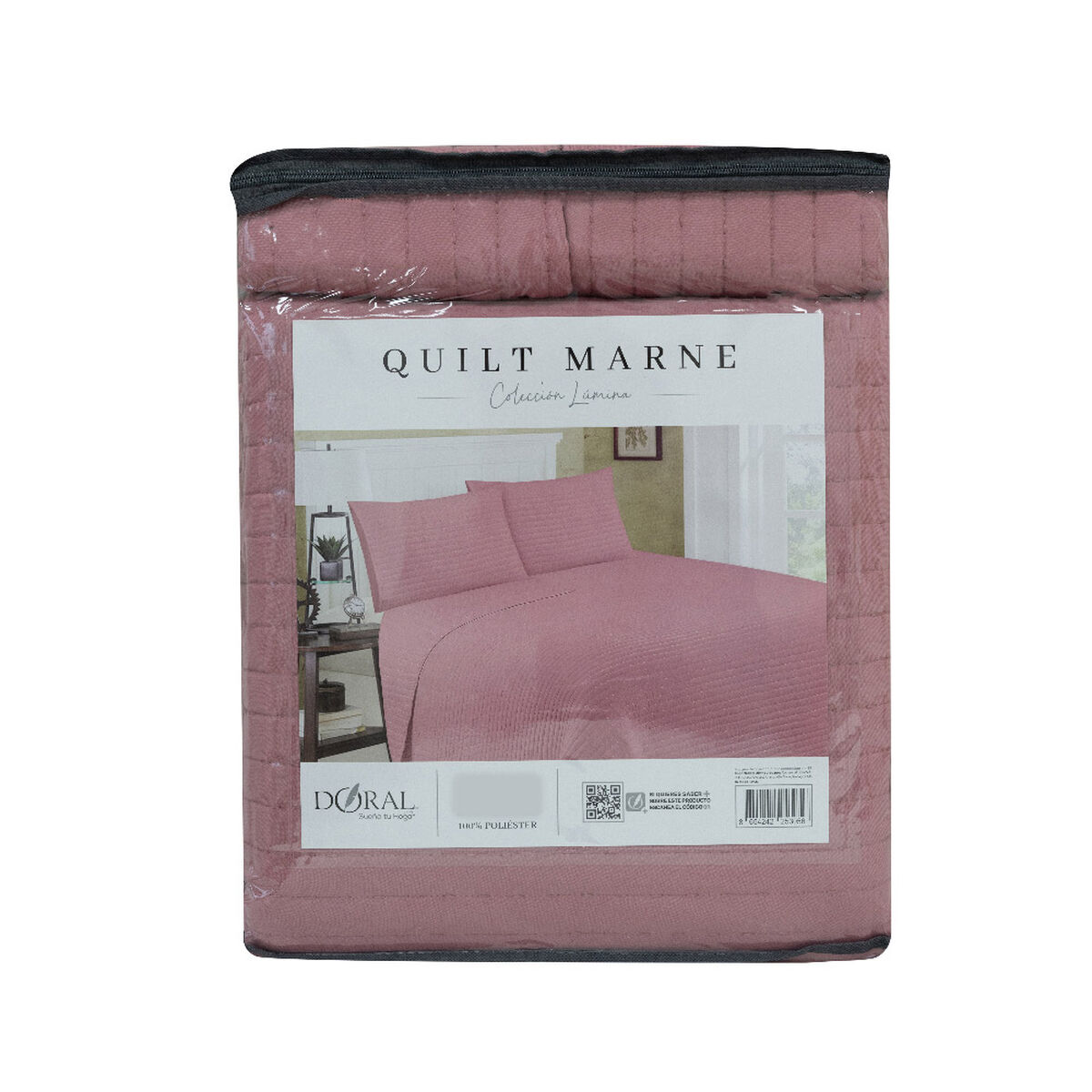Quilt Doral 1,5 Plazas Lumi Marne Rosa Viejo