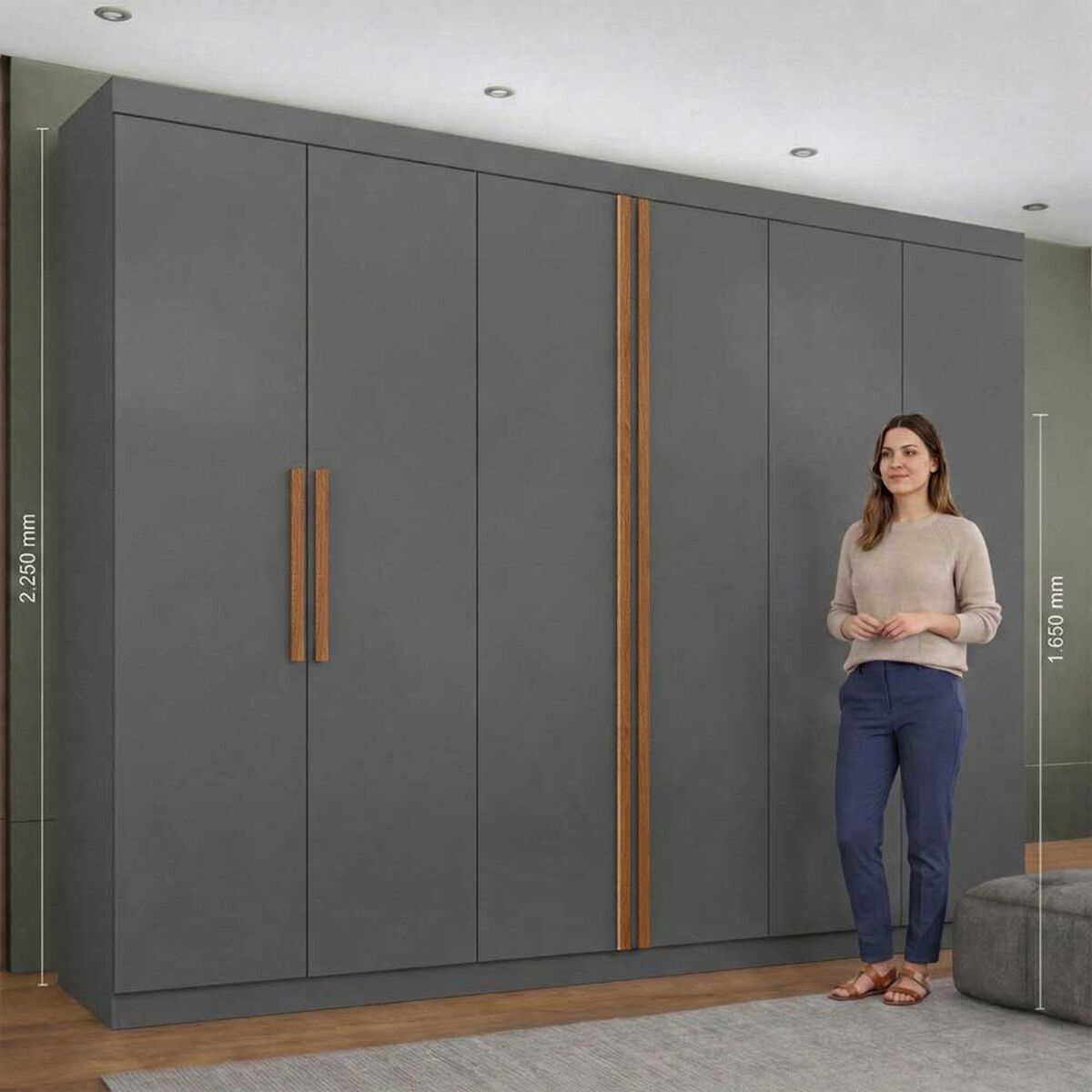 Closet Di Poretti Design Titanium 6 Puertas 4 Cajones Gris