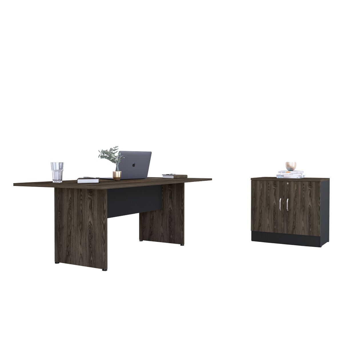 Combo Oficina Mesa Reunión + Cajonera Negro TuHome Home Office
