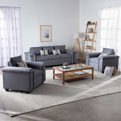 Imagen 1 del producto Juegos de Living Mons Sicilia Sofá 3 Cuerpos + Dos Sillones 1 Cuerpo Gris