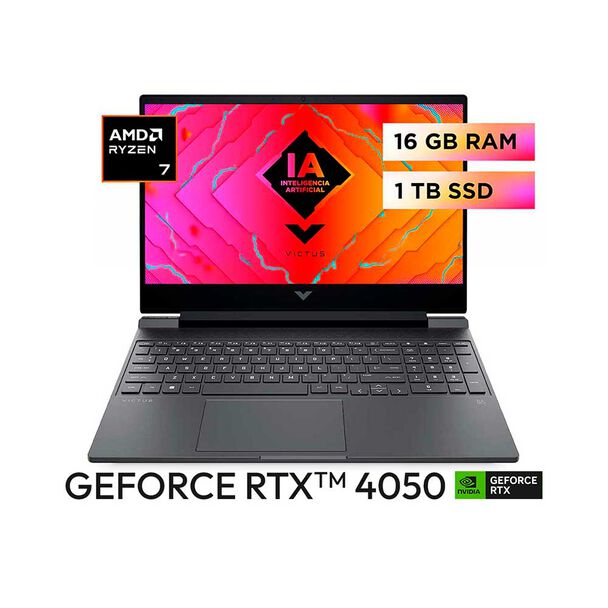 Notebook Gamer HP Victus 15-fb2019la AMD Ryzen 7 16GB RAM 1TB SSD 15,6"" NVIDIA RTX4050