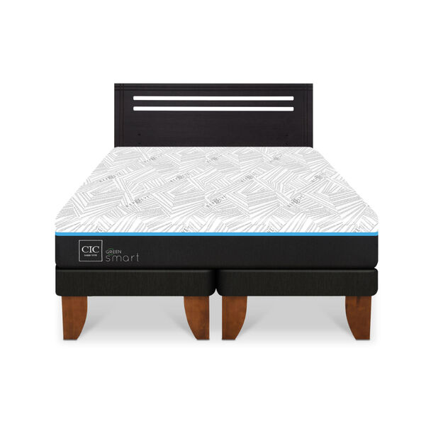 Cama Europea CIC Green Infinity 2 Plazas + 1 Respaldo Munich Negro