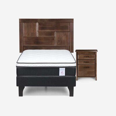 Cama Europea Rosen 1,5 Plazas Dolce + Respaldo + Velador