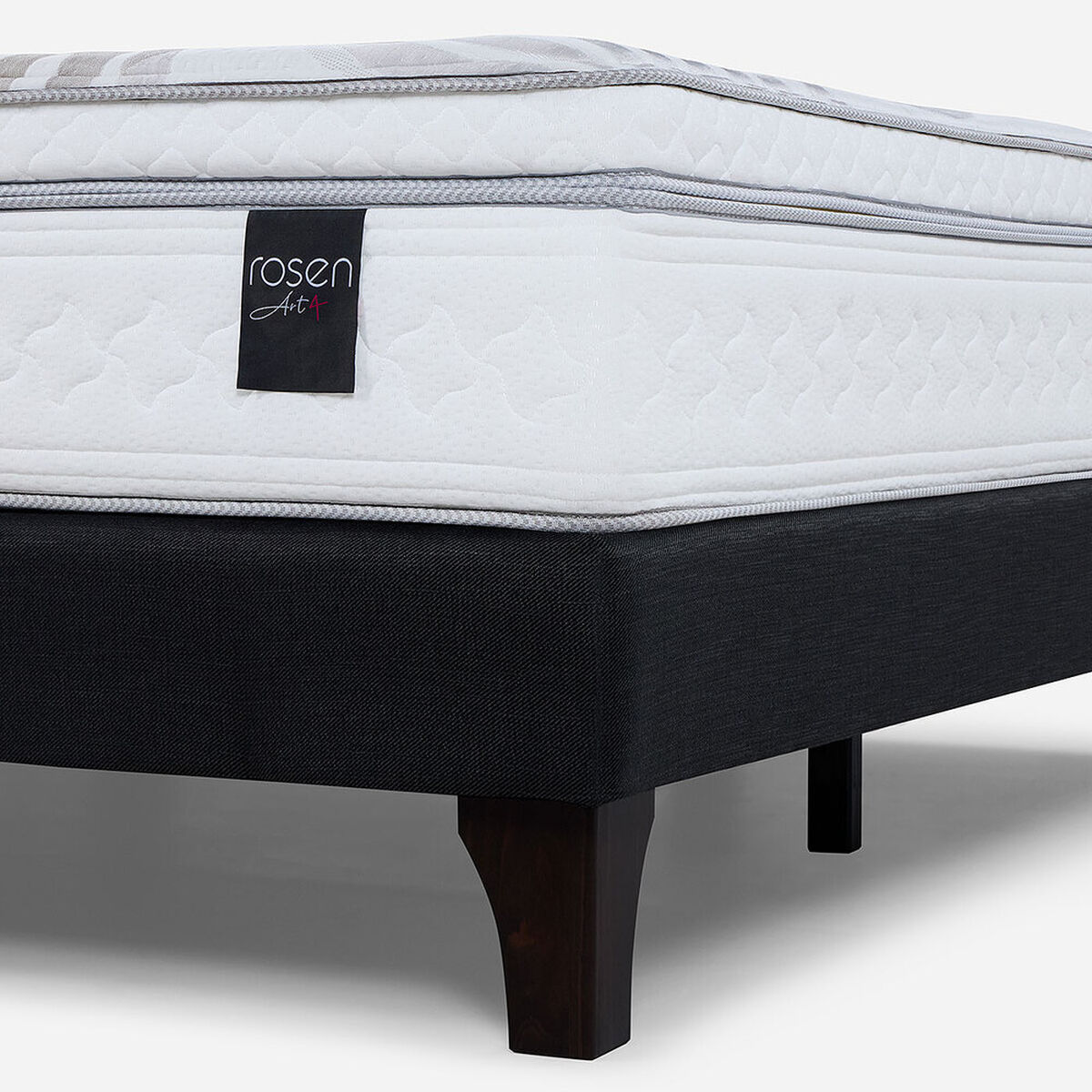 Cama Europea Rosen King Art 4 + Respaldo + Velador Issey Grafito