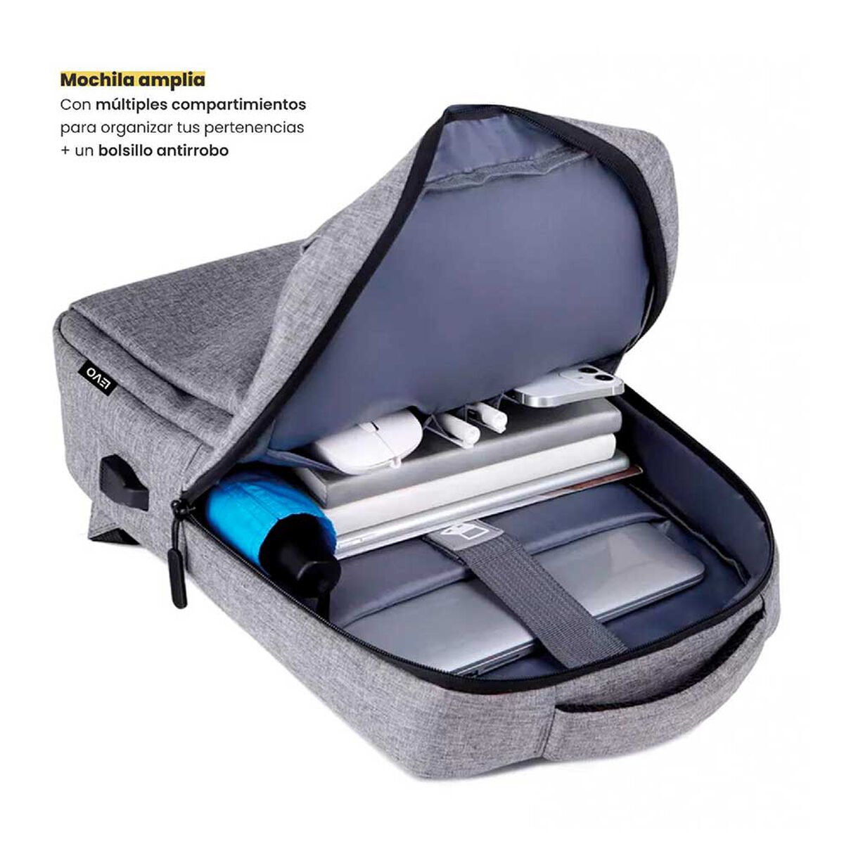 Mochila LEVO Notebook  15" Gris