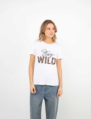 Imagen 1 del producto Polera Con Estampado Manga Corta Mujer Icono Blanco