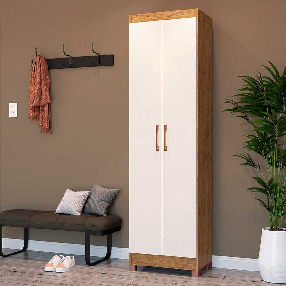 Closet Multiuso Exit Ibiza 2 Puertas Cajones Nuez Beige