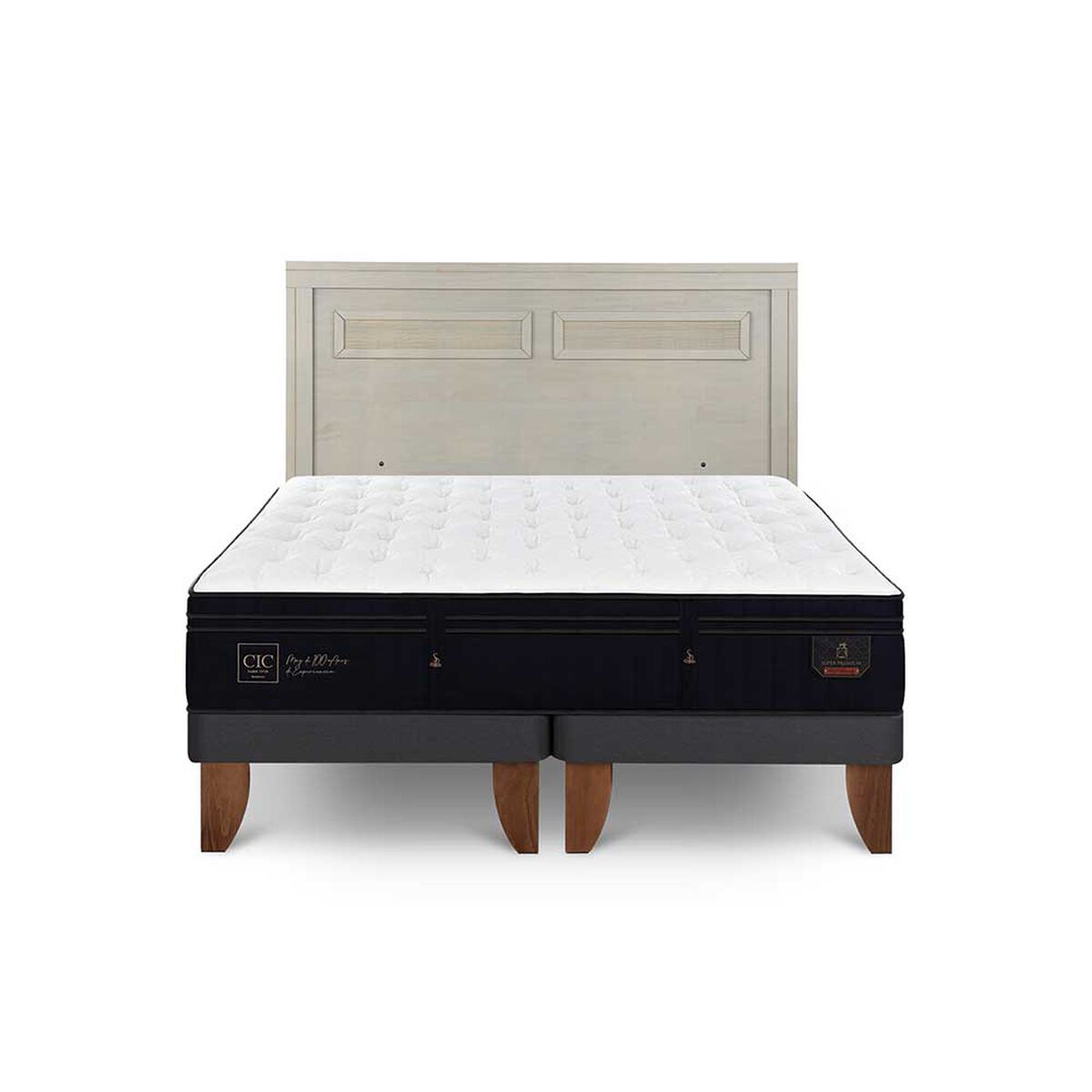 Cama Europea CIC Base Dividida King S&uacute;per Premium + Respaldo Milan Alpino