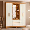 Closet Vekkahome Olimpia con Espejo 4 Puertas 2 Cajones Beige