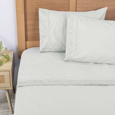Juego de Sábanas Plumetti 2 Plazas Broderie Celeste
