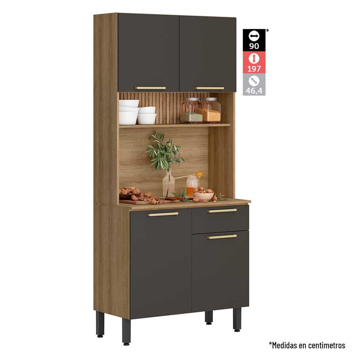 Mueble de Cocina Roca Avela Miel Grafito 1 Cajón 4 Puertas