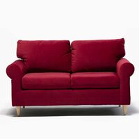 Sofá Kea Retro Felpa 2 Cuerpos Rojo