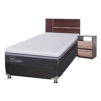 Imagen 1 del producto Box Spring CIC 1,5 Plazas Ortopedic Advance + Respaldo + Velador