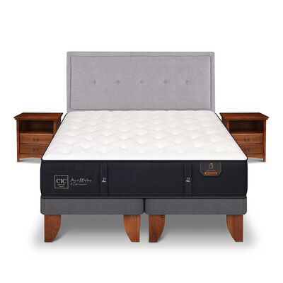 Cama Europea CIC Base Dividida King Premium + Respaldo + Veladores