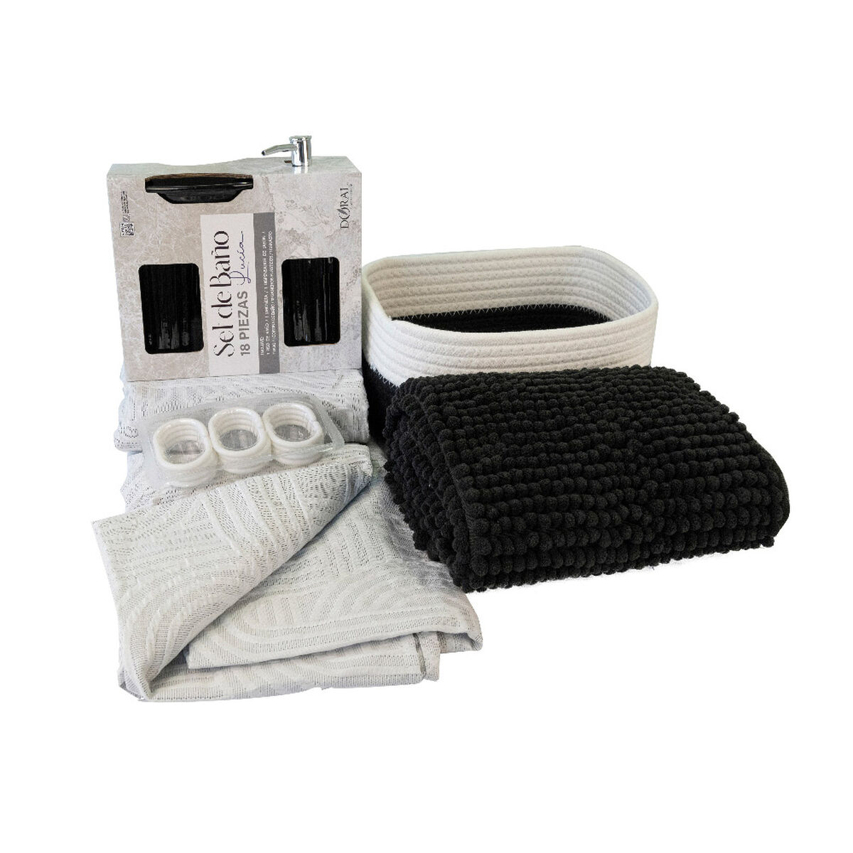 Set de Ba&ntilde;o Doral Lucia 18 Piezas Negro