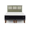 Cama Europea CIC Base Dividida 2 Plazas Súper Premium + Respaldo Torino Olivo