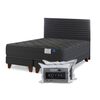 Cama Europea Flex 2 Plazas Black + Respaldo + 2 almohadas