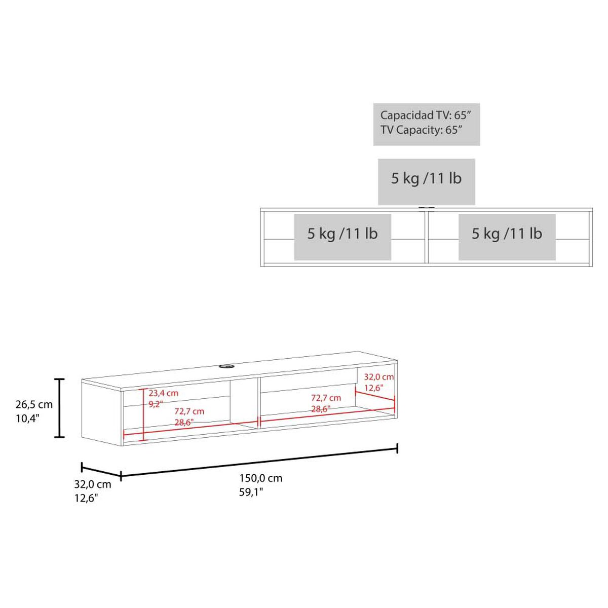 Panel Tuhome R-150 Hasta 65" Avellana