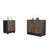 Combo Archivador 3 Cajones + Cajonera 2 Puertas TuHome Home Office Negro Soft-Coñac