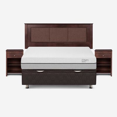 Imagen 1 del producto Boxet Rosen 2 Plazas Pratta + Respaldo + 2 Veladores Rachel