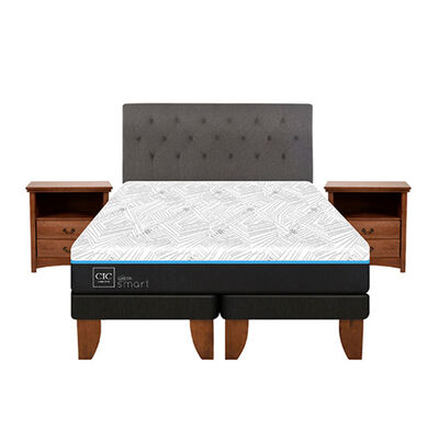 Imagen 1 del producto Cama Europea CIC Green Infinity 2 Plazas + 1 Respaldo + 2 Veladores Kavery