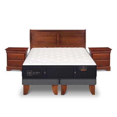 Cama Europea CIC Base Dividida 2 Plazas Premium + Respaldo + Veladores