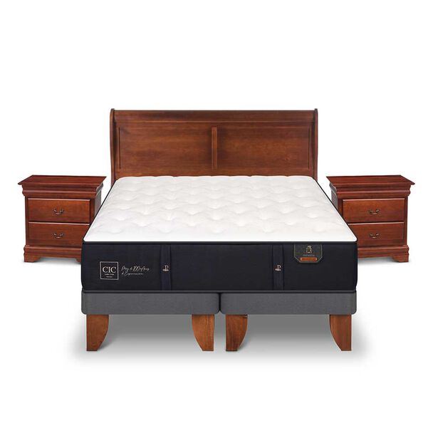 Cama Europea CIC Base Dividida 2 Plazas Premium + Respaldo + Veladores