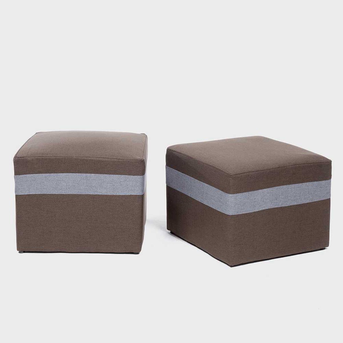 Juego de Living Almore Paris Sofá 3 Cuepos + Dos Pouf 1 Cuerpo Gris Café