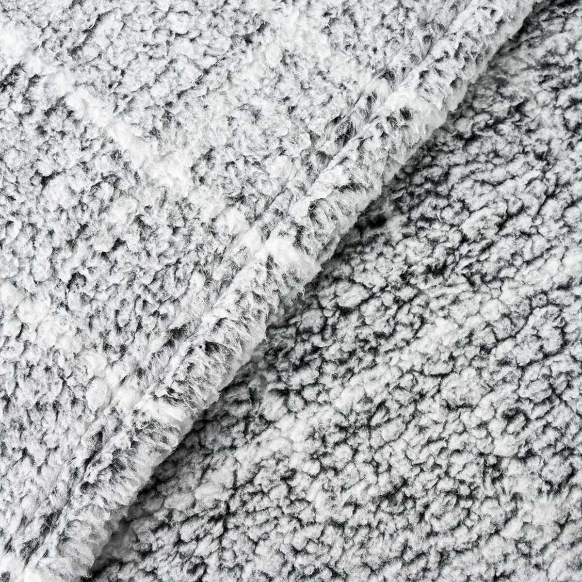 Frazada American Family Sherpa 2 Plazas Cuadros Gris