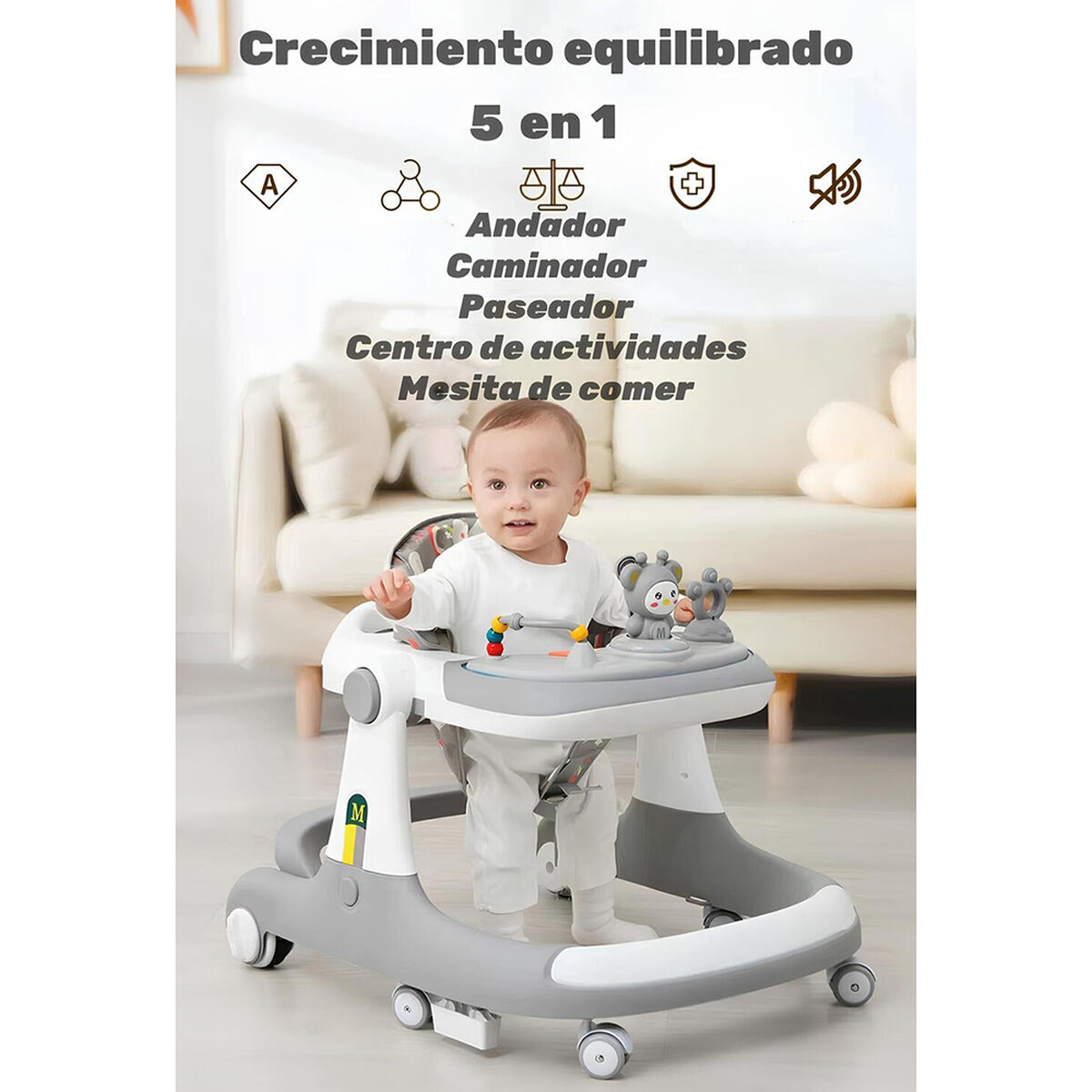 Andador Caminador 5 En 1 con Apoya Pies Lubabycas Rojo
