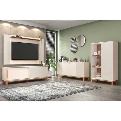 Panel TV 65" + Rack TV 80" + Vitrina + Buffet  Decocasa Mondrian Off White