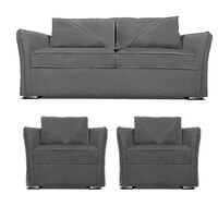Juego de Living Elegant Detail Atlanta   Sofá 3 Cuerpos + Dos Sillones 1 Cuerpo Gris