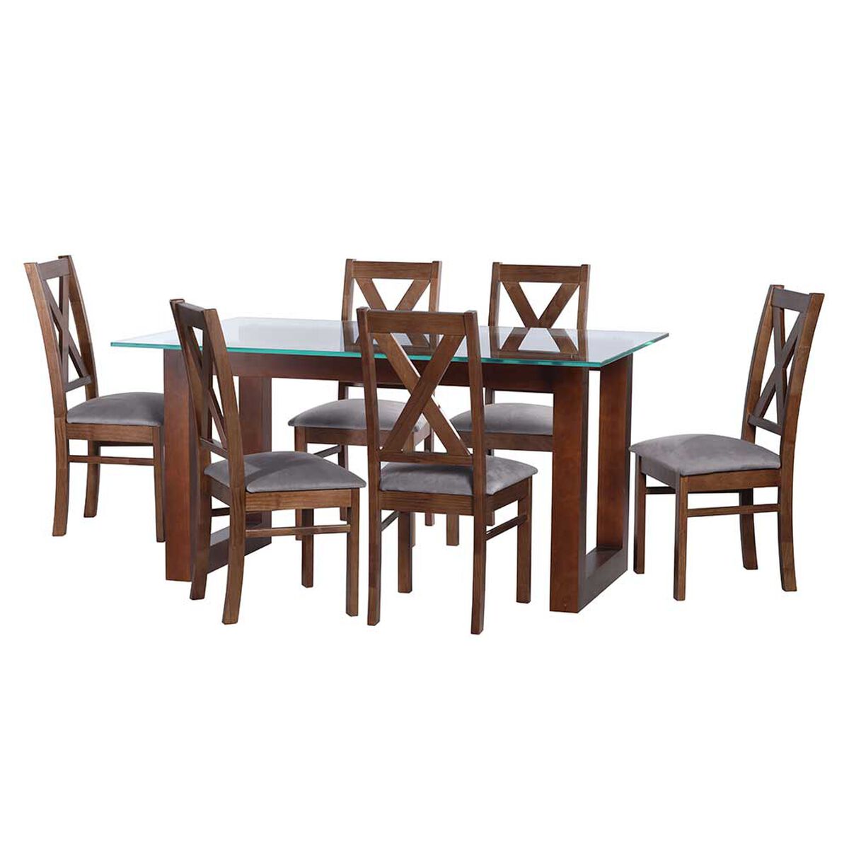Juego de Comedor Latam Home Pamplona Segovia 6 Sillas Velvet Azul Petroleo