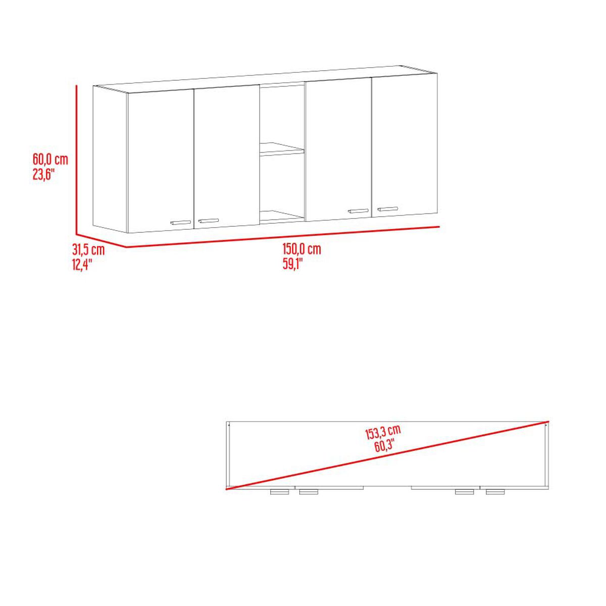 Mueble de Cocina Tuhome Portofino Wengue