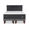 Cama Europea CIC Base Dividida 2 Plazas Lux + Respaldo Miro Negro