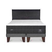 Cama Europea CIC Base Dividida 2 Plazas Lux + Respaldo Miro Negro