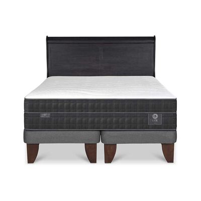 Cama Europea CIC Base Dividida 2 Plazas Lux + Respaldo Miro Negro