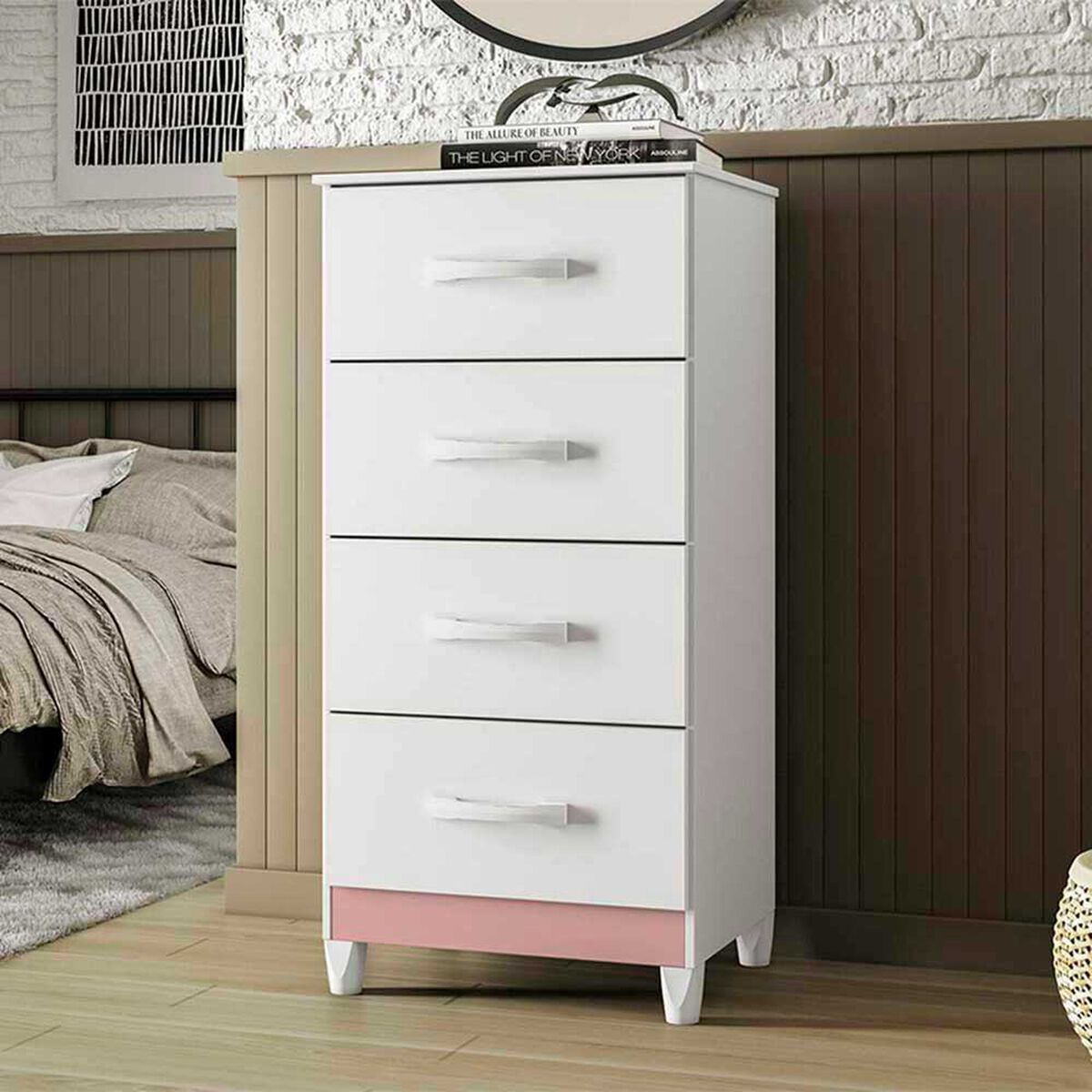 C&oacute;moda Vekkahome Mobi 4 Cajones Blanco