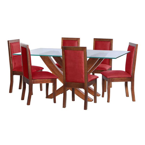 Juego de Comedor Latam Home Alicante 6 Sillas Rojo
