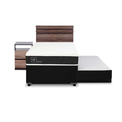 Cama Nido CIC 1,5 Plazas Arriba y 1 Plaza Abajo Ortopedic + Respaldo + Velador Ares 