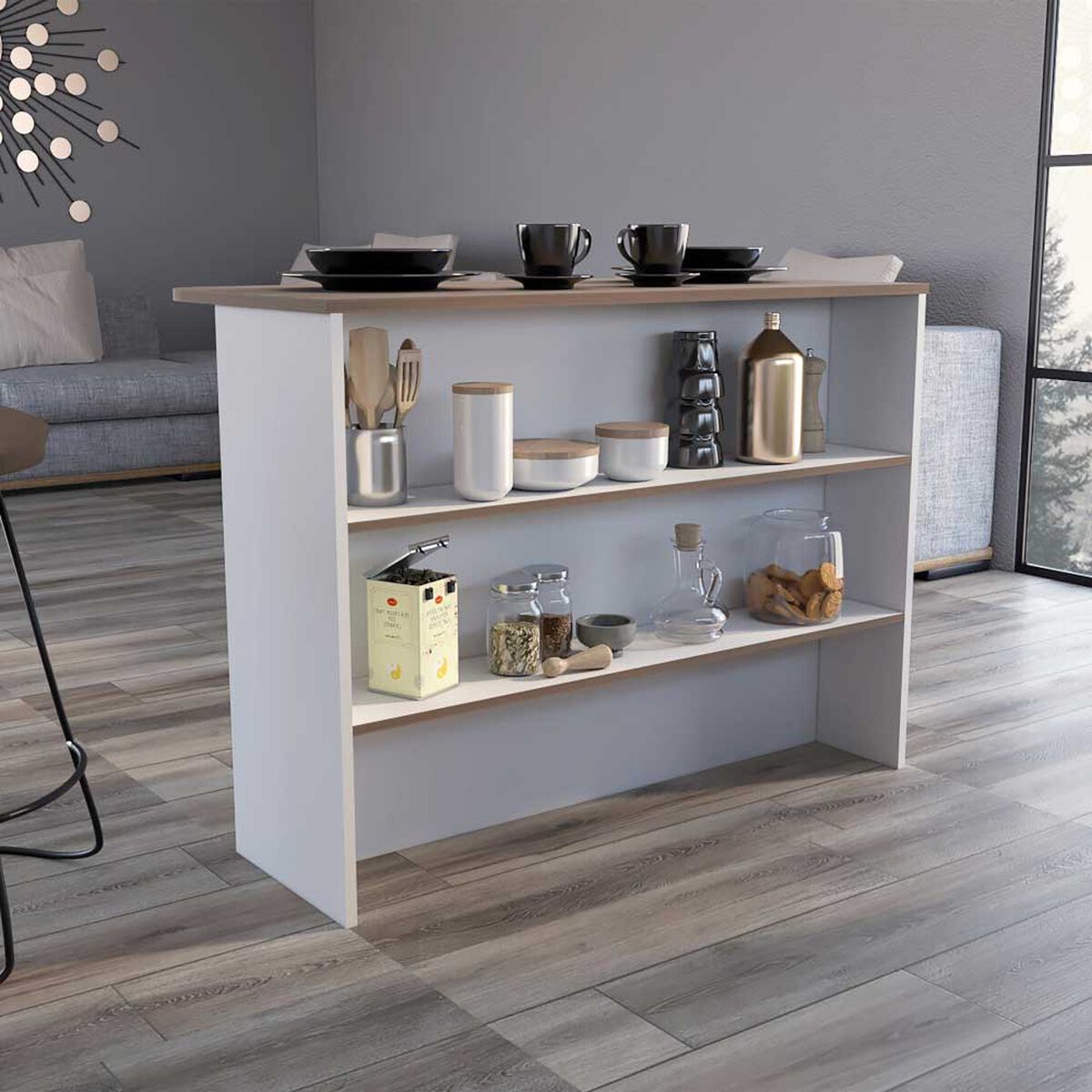 Barra Auxiliar TuHome Fendi 4 Puertas Blanco Castaño