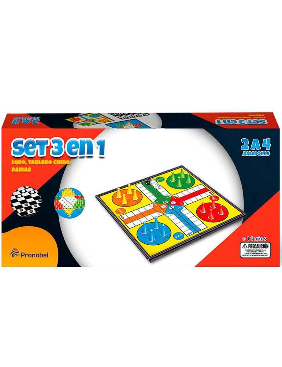 Juego de Mesa Set 3 en 1 Magnético Tablero Pronobel