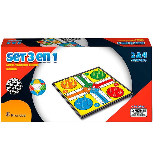 Juego de Mesa Set 3 en 1 Magnético Tablero Pronobel