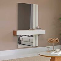 Arrimo con Espejo Decocasa Ripado Off Whithe-Castaño