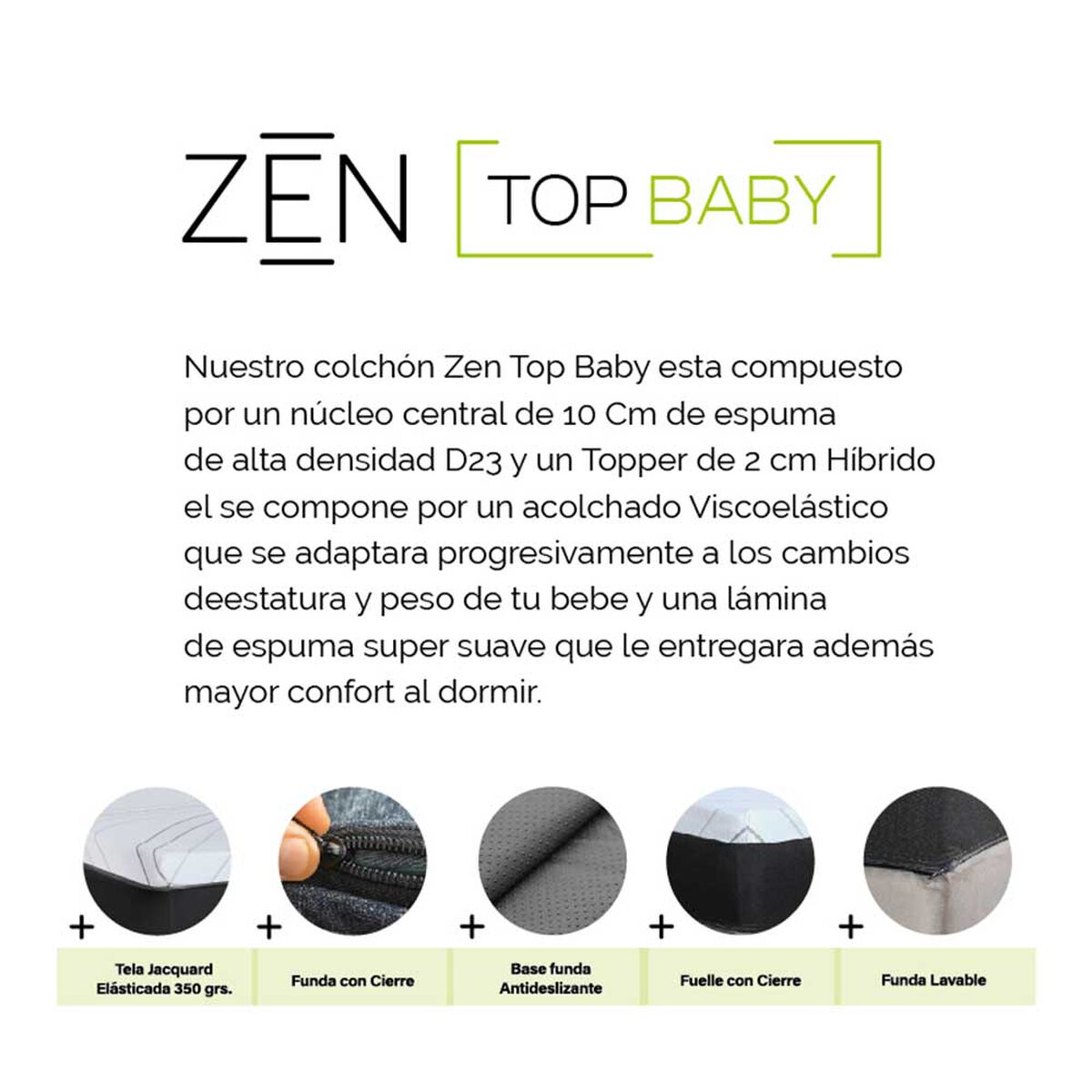Colchón de Cuna Latam Home Zen Top Baby Hybrid 70 x 100 cm