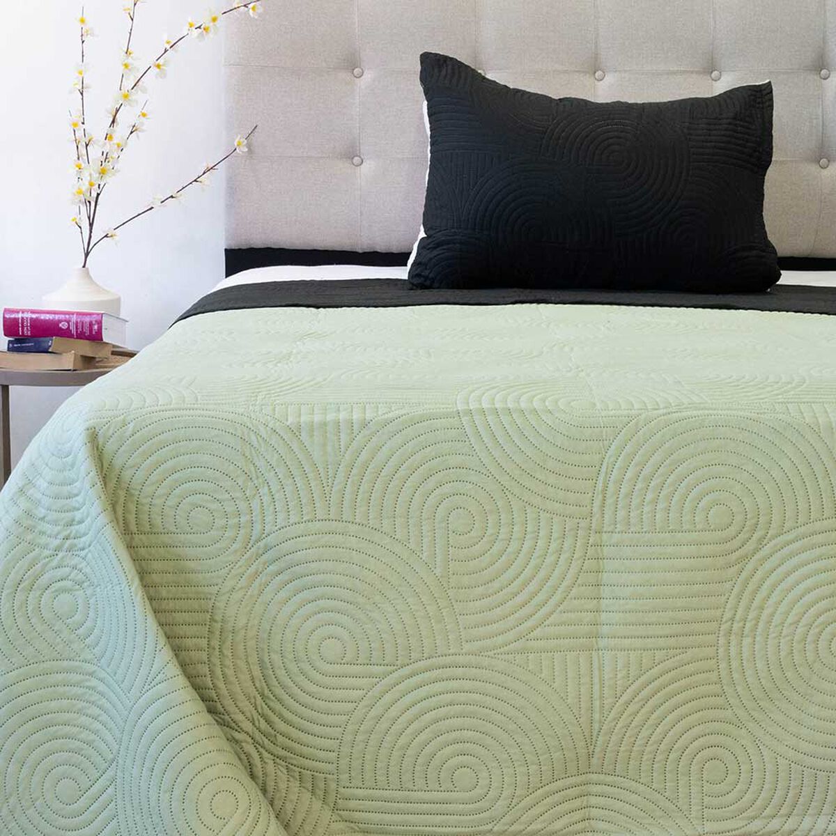 Quilt Doral 1,5 Plazas Negro Verde Origins