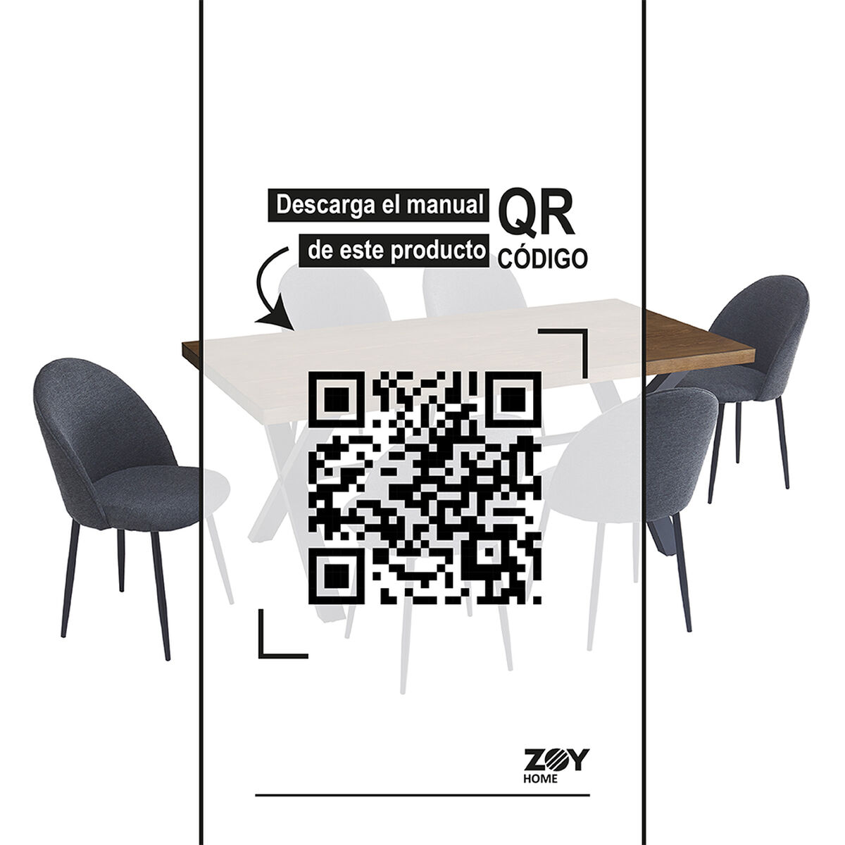 Juego de Comedor Zoy Home Lombok 6 Sillas Grafito